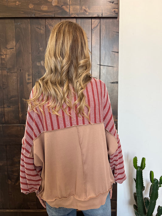 Haptics Two-Tone Striped Mid Weight Sweatshirt