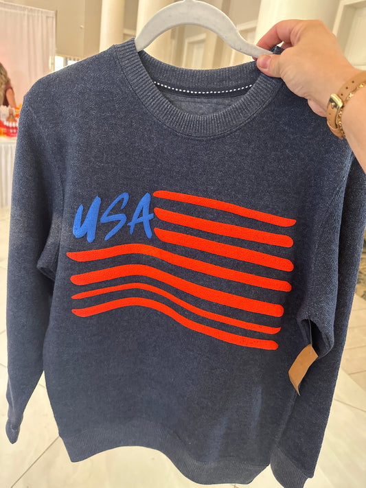 USA Flag Navy Knit Hoodie