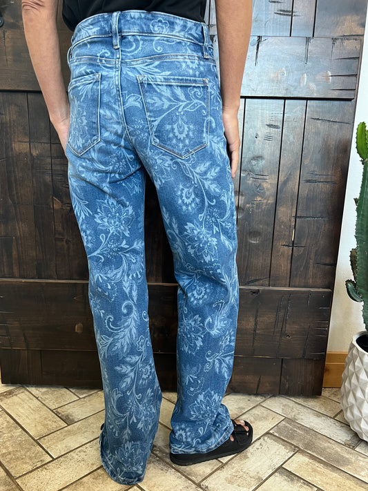 Paisley Printed Risen Jeans