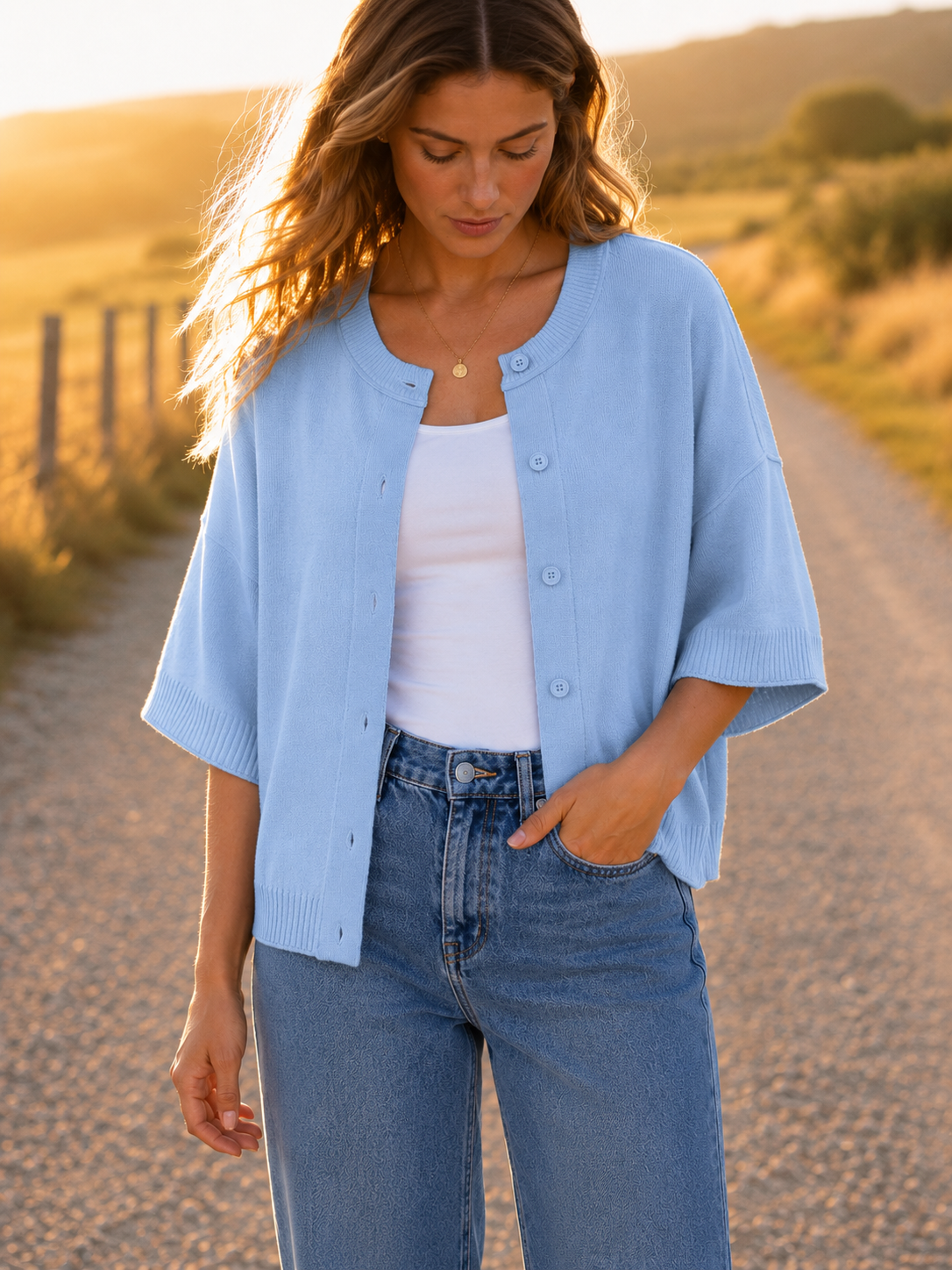 Cotierra Summer Soft Sweater in Blue or beige