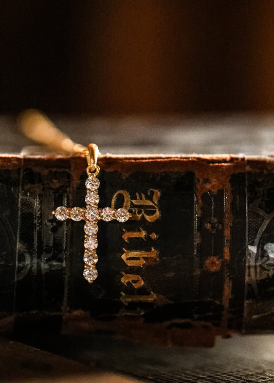 My Strength Cross Necklace with Moissanite Stones