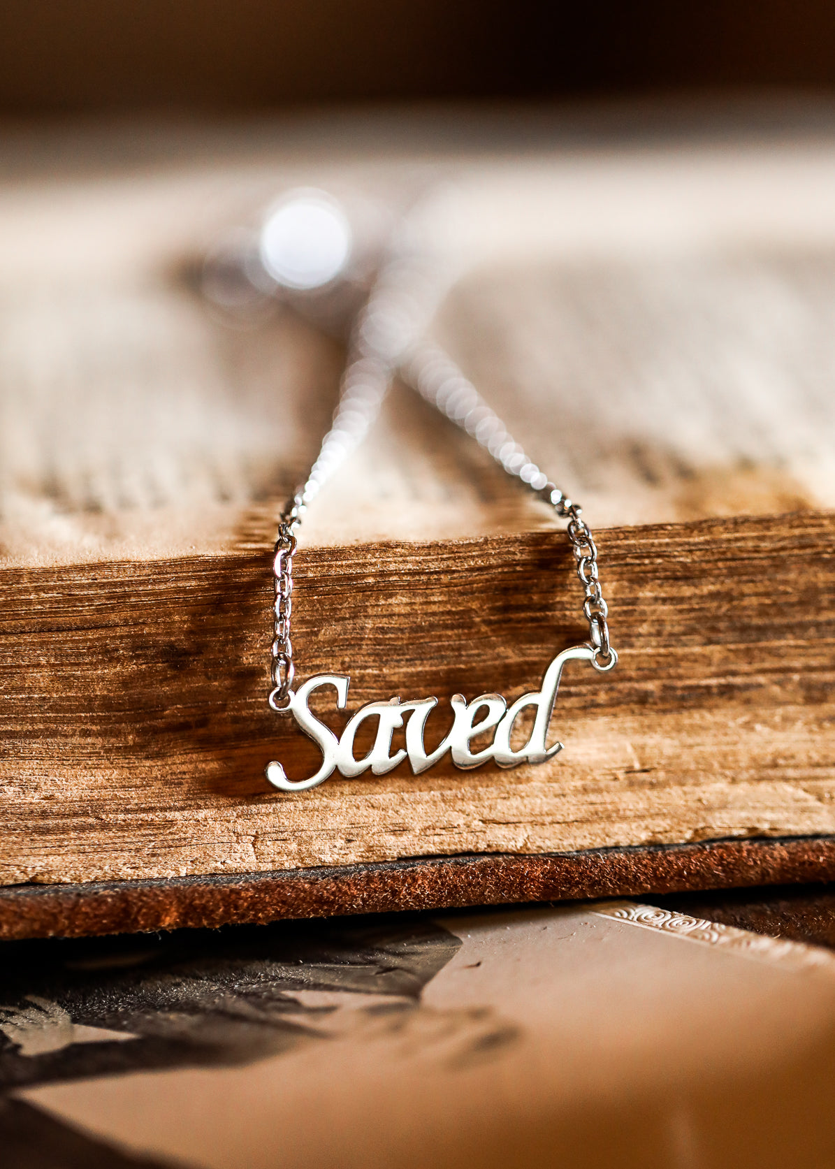 "Saved" custom necklace