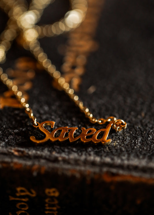 "Saved" custom necklace