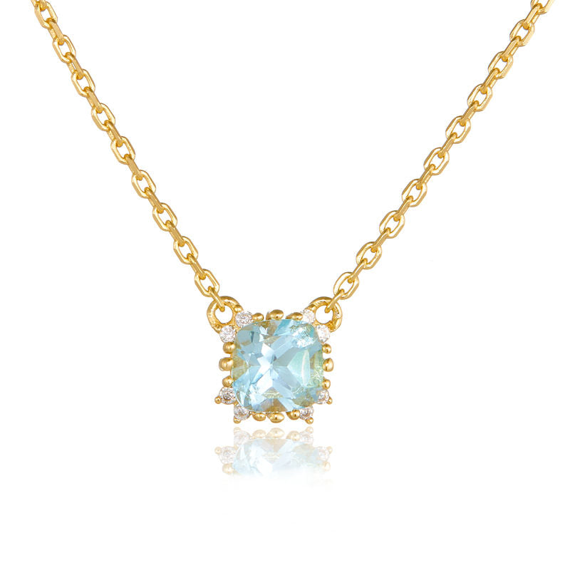 Zircon Jewelry Topaz Blue Sterling Silver Charm Choker