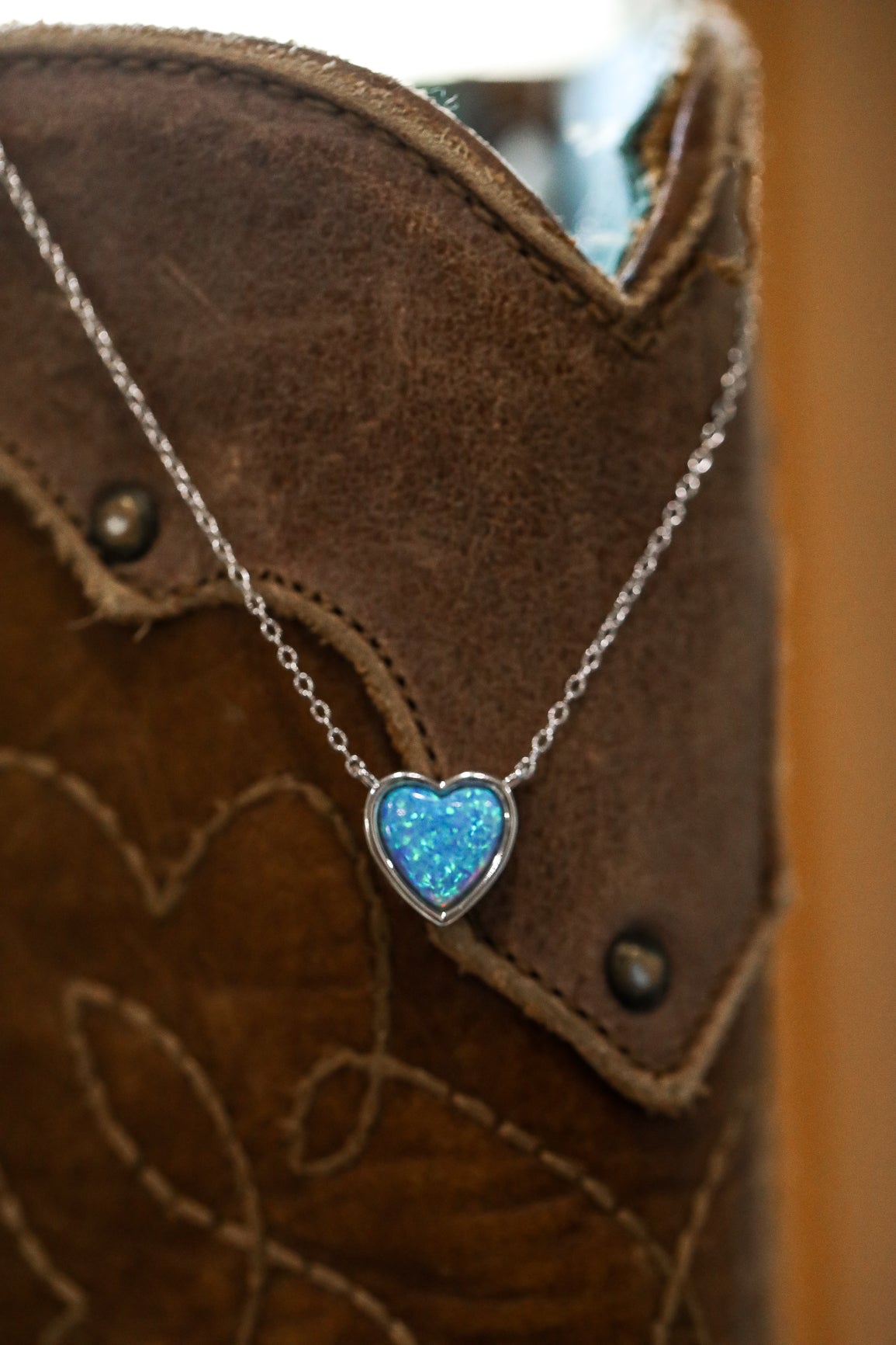 Genuine Opal heart Sterling Silver necklace