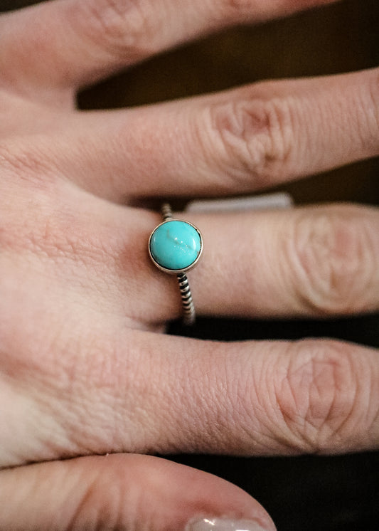 Turquoise Twisted Rope Sterling Silver Ring