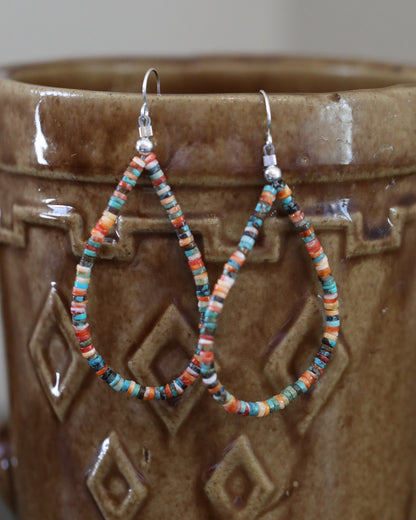 Multicolor Heishi Teardrop Earrings