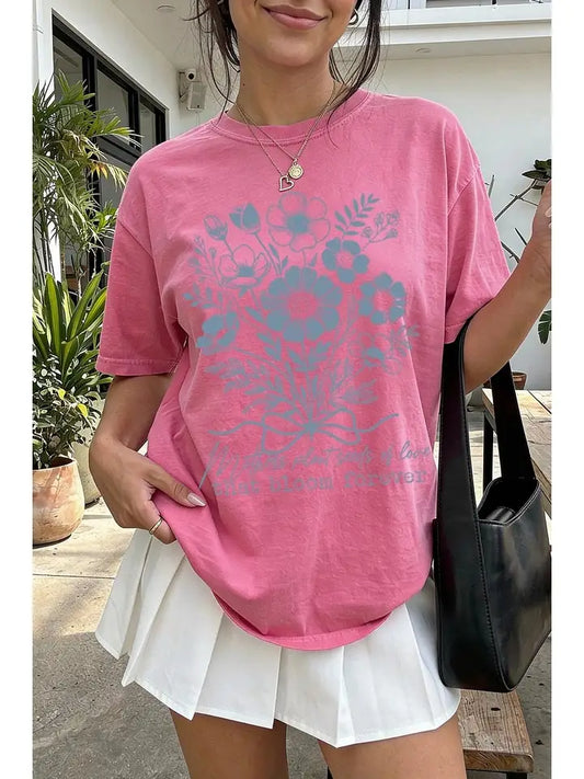 Mom Floral Quote Graphic Garment Dyed Tee