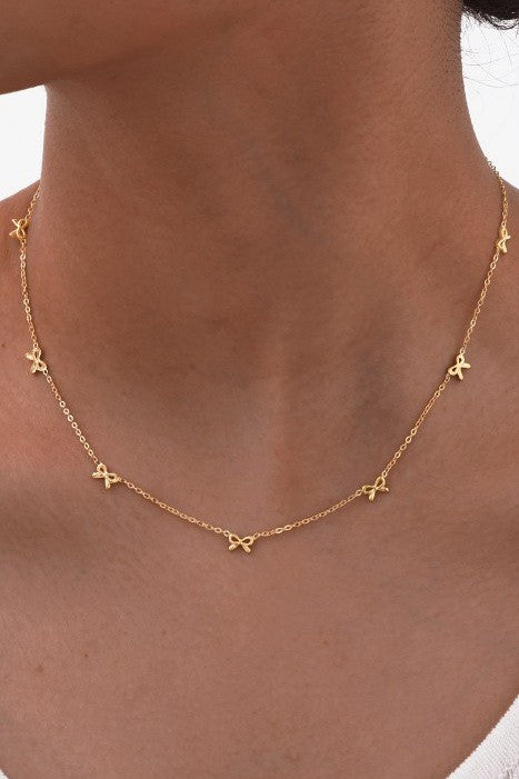 18k Stainless Steel Tarnish Free Bow Necklace