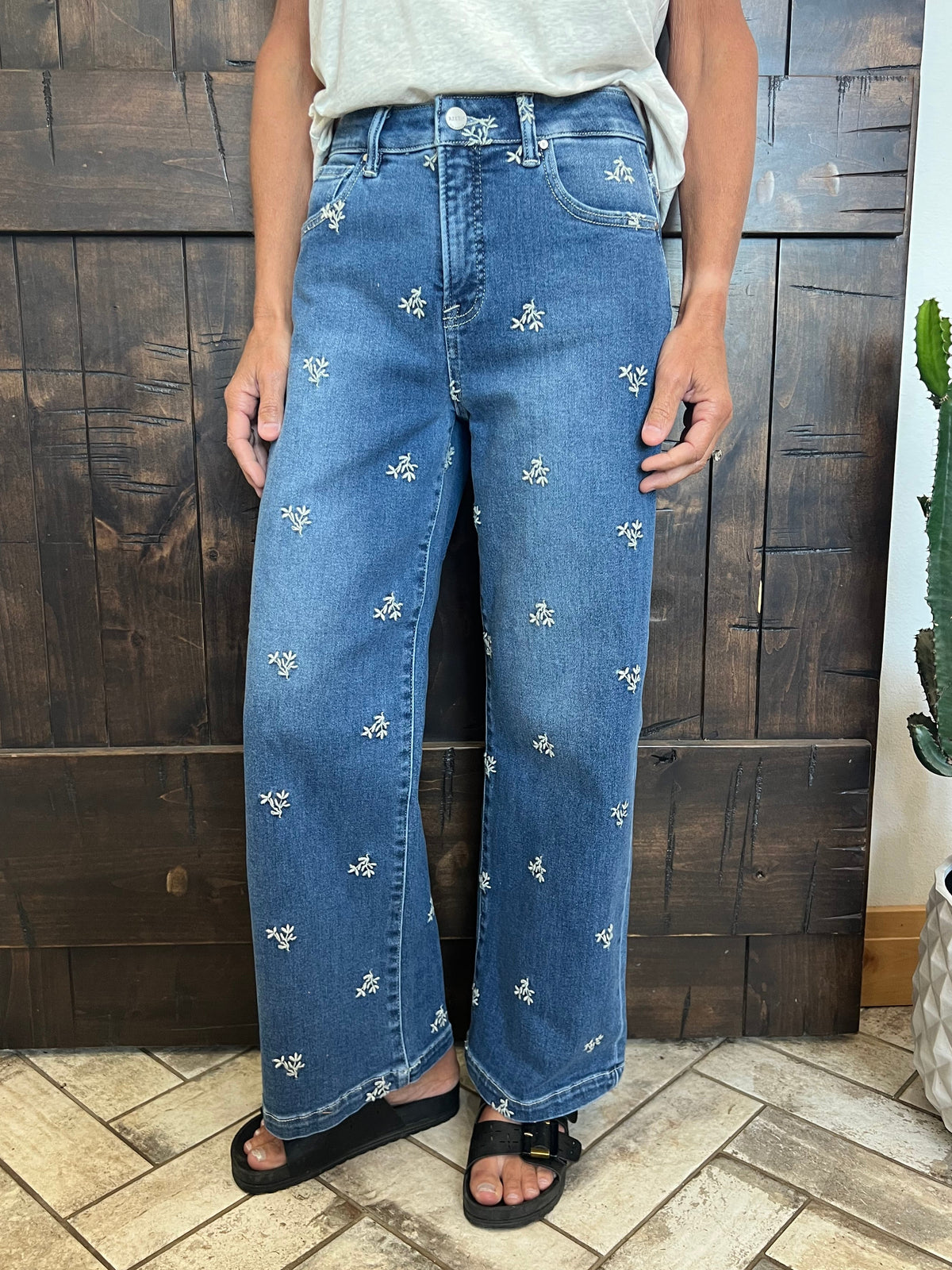 Risen High Rise Embroidered Jeans