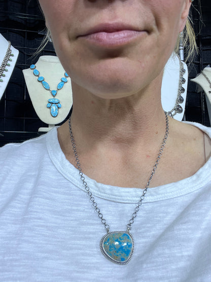 Navajo made Kingman turquoise statement stone