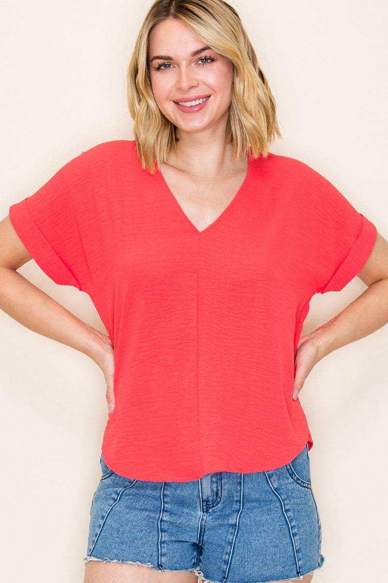 Staccato Cuffed Sleeve Solid Top