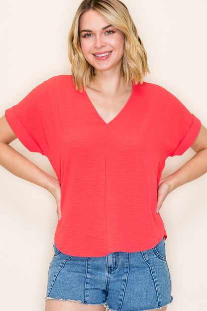 Staccato Cuffed Sleeve Solid Top