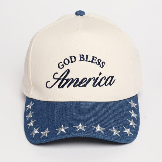 God Bless American Embroidered hat