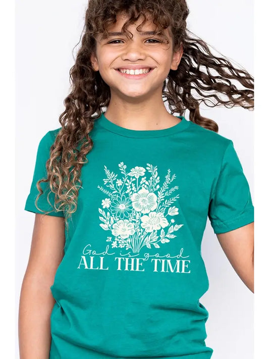 God Is Good Floral Kids Graphic Tee