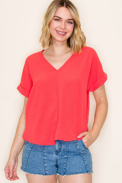 Staccato Cuffed Sleeve Solid Top