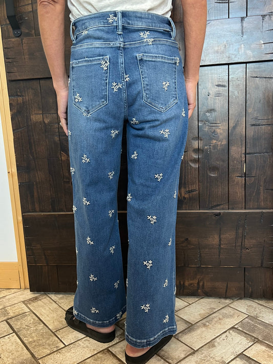 Risen High Rise Embroidered Jeans