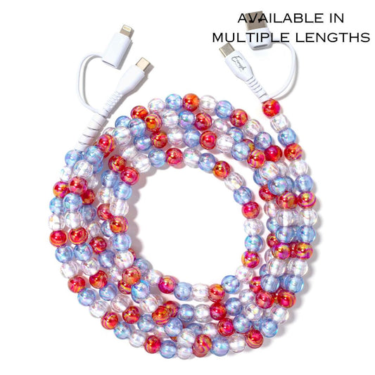 Beaded Phone Charger USA Taffy