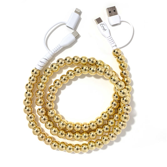 Beaded Phone Charger Metallic Gold