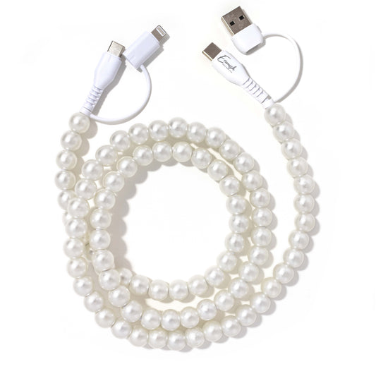 Beaded Phone Charger Pearl