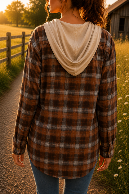 P. S. Kate Cozy Plaid Button-Up Hoodie