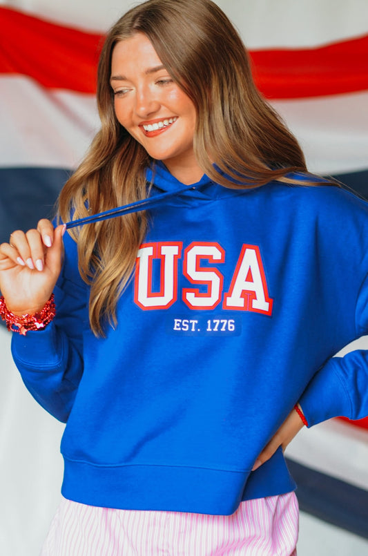 USA Royal Hoodie Crop