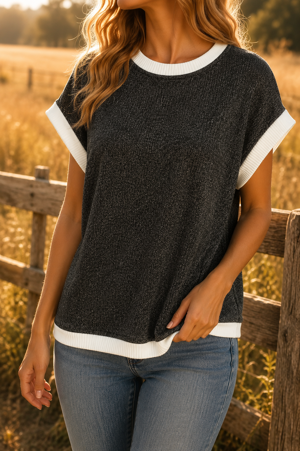 ES Exclusive Relaxed Fit Textured Knit Top
