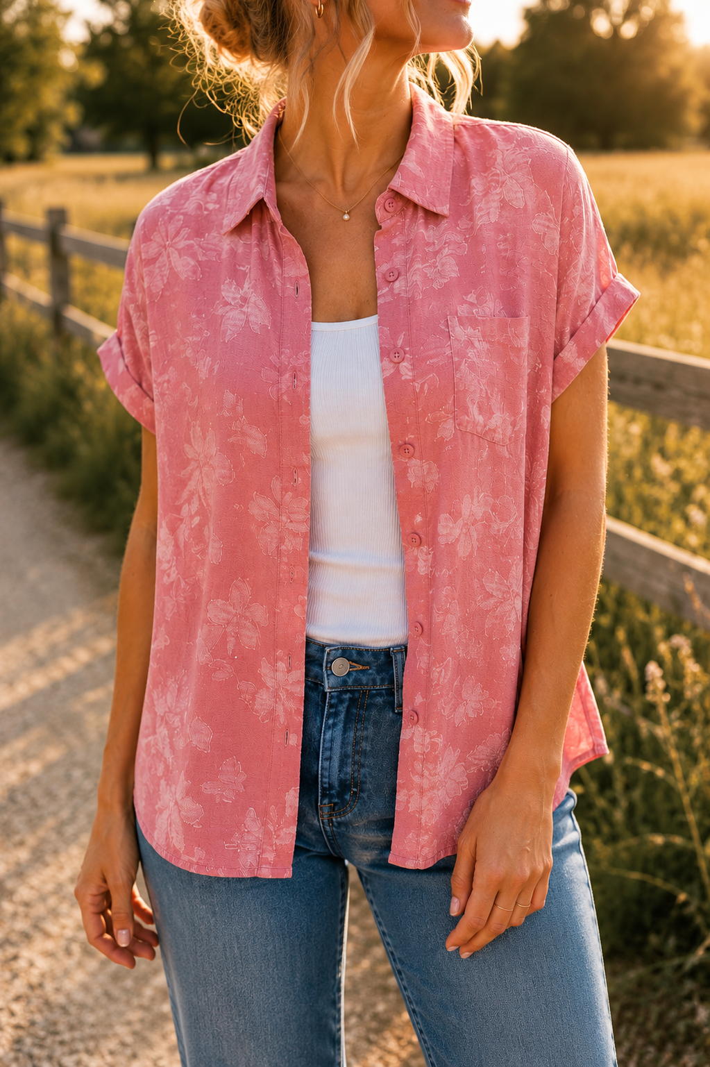 ES Exclusive Prettiest Day Textured button down
