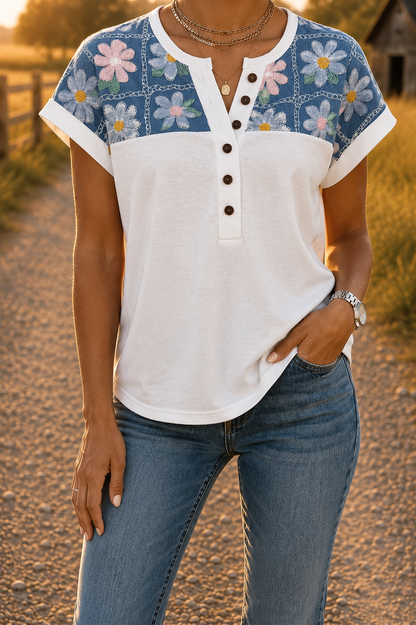 Easy life floral print button up top