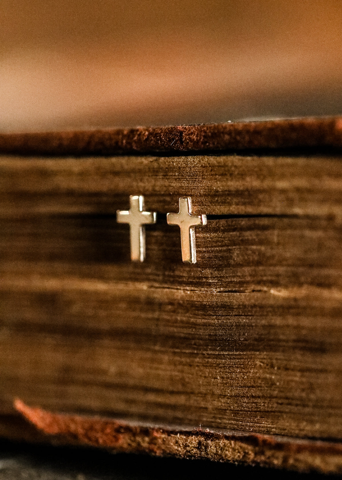 Solid Gold Stud Cross Earrings