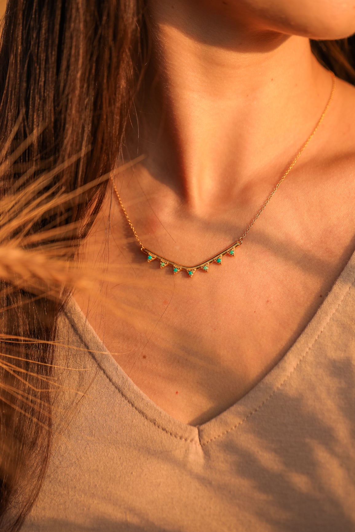 Highs and Lows Turquoise Vermeil Necklace