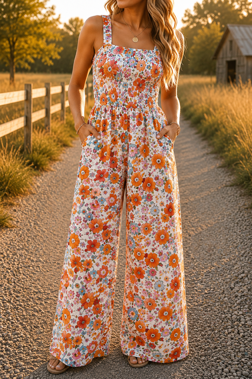 Every Season Exclusive Floral Print Jumpsuit in Orange