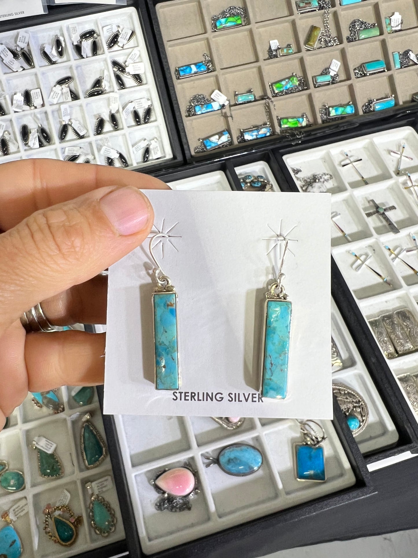 Bar kinsman sterling silver earrings