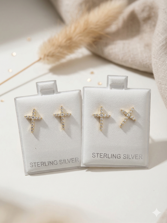 All day Long Sterling Silver Cross Earrings