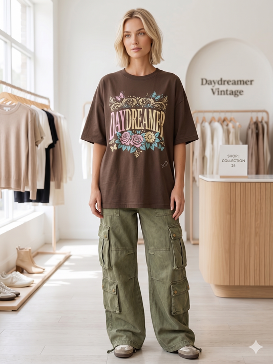 Daydreamer Vintage Boxy Brown Tee