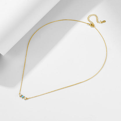 Sterling Silver Opal 3 Stone 14k Plated Necklace