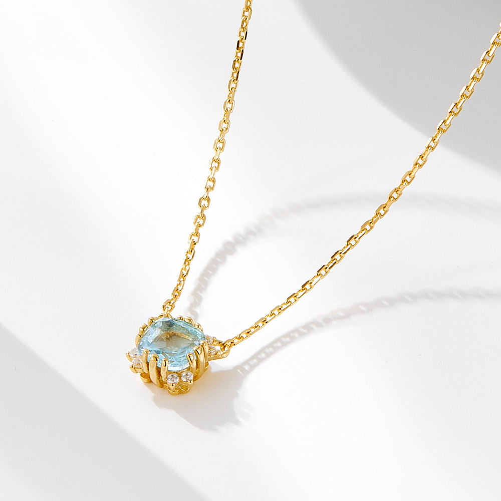 Zircon Jewelry Topaz Blue Sterling Silver Charm Choker