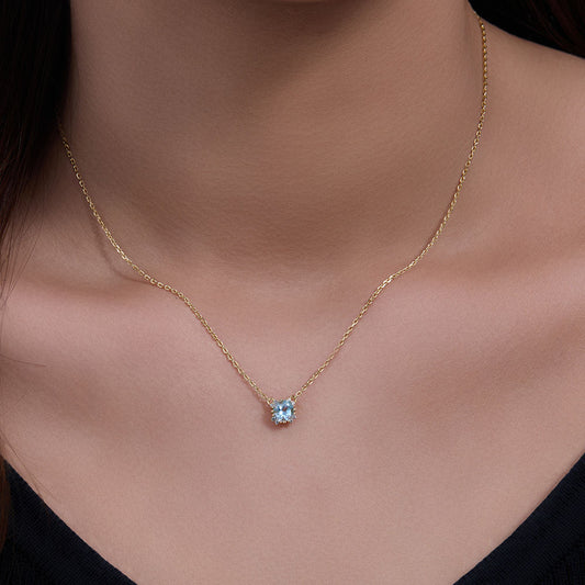 Zircon Jewelry Topaz Blue Sterling Silver Charm Choker