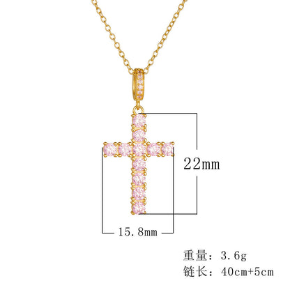 Pink quartz Sterling Silver Cross Necklace
