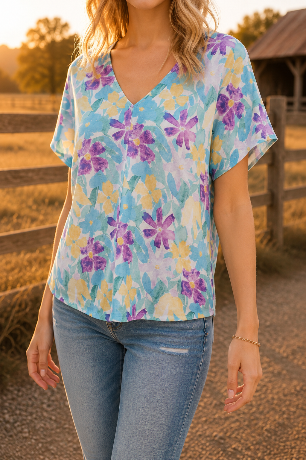 Loose Fit Floral Printed Top