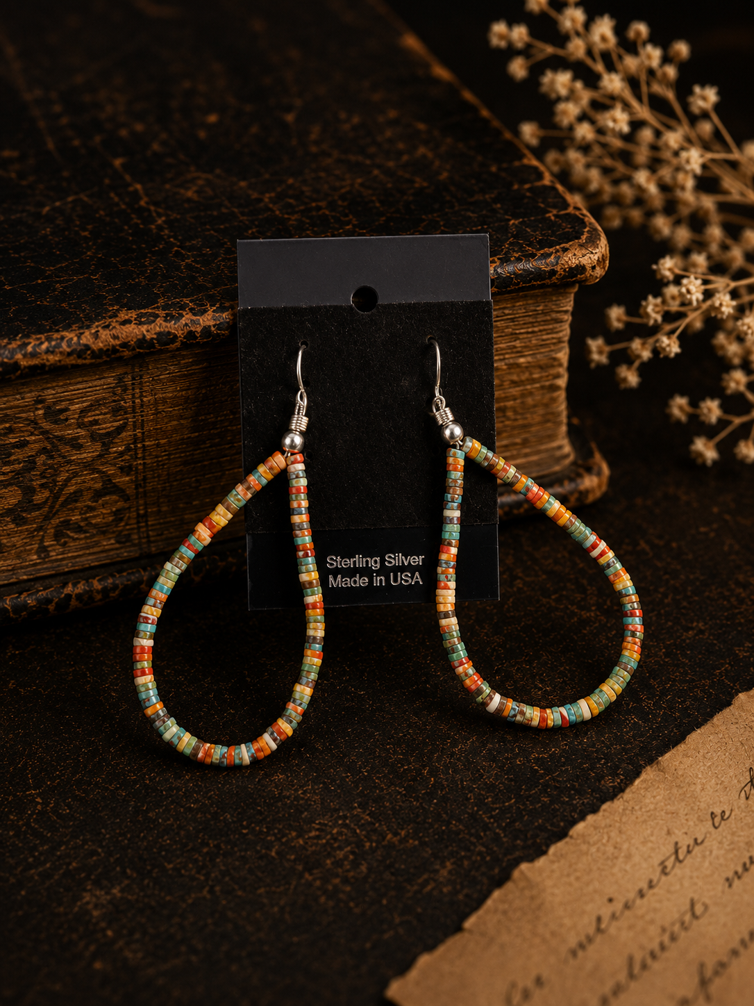 Multicolor Heishi Teardrop Earrings