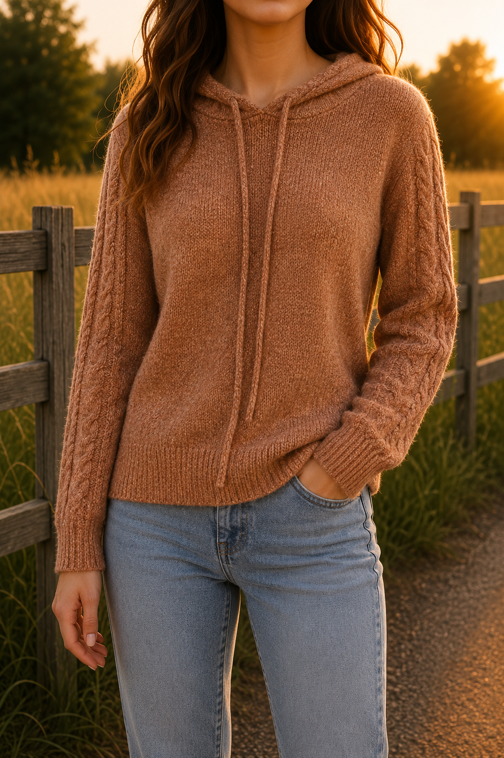 P. S. Kate Knit Down Sweater Hoodie