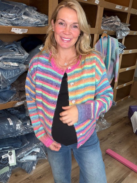 [PRE-ORDER] Multi Colored button up cardigan - Ships Early Dec