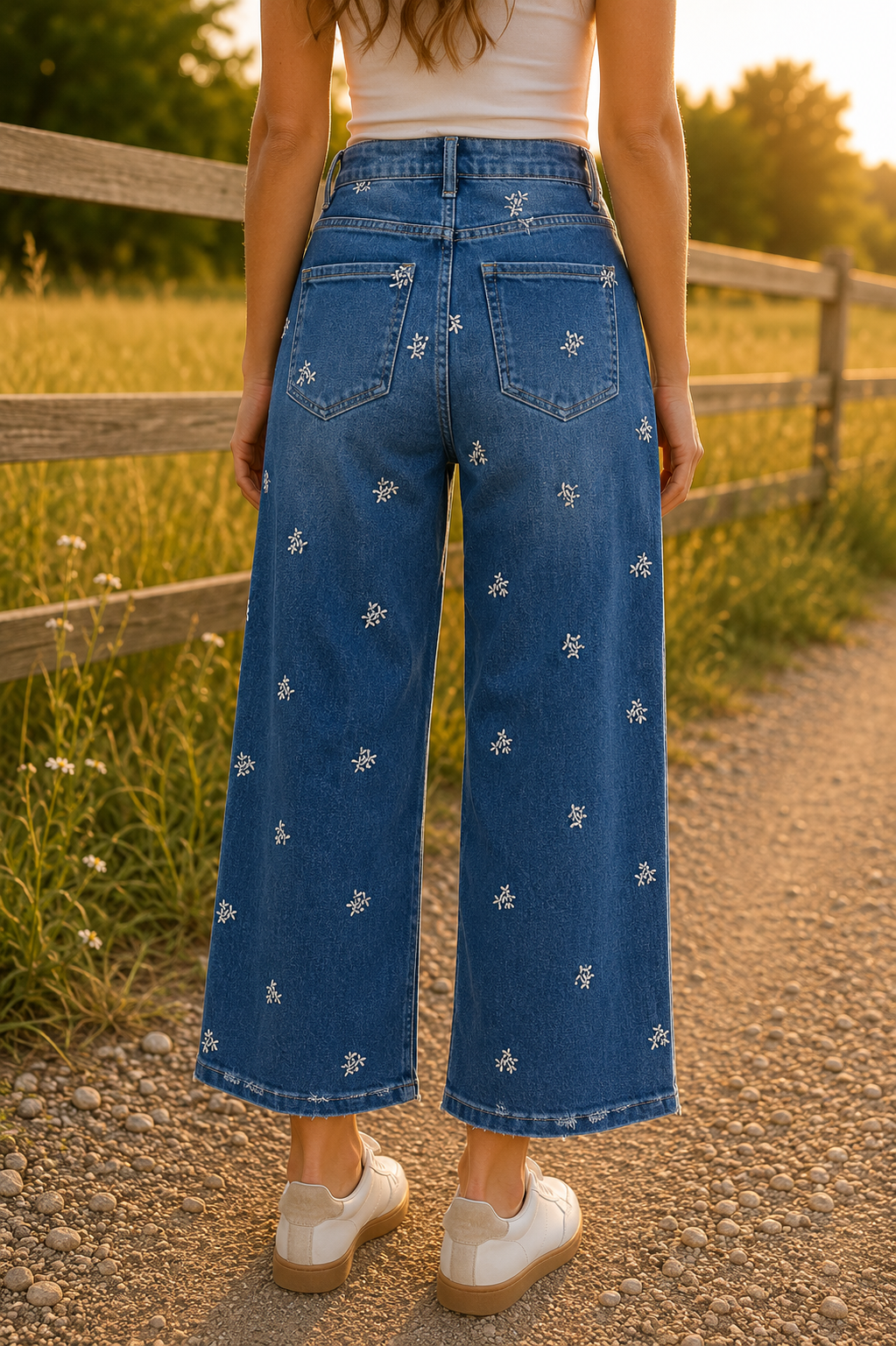 Risen High Rise Embroidered Jeans