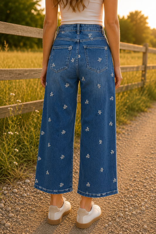 Risen High Rise Embroidered Jeans