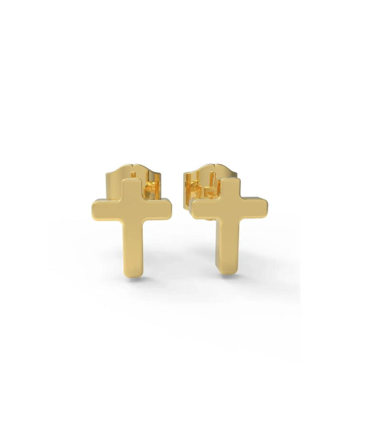 Solid Gold Stud Cross Earrings