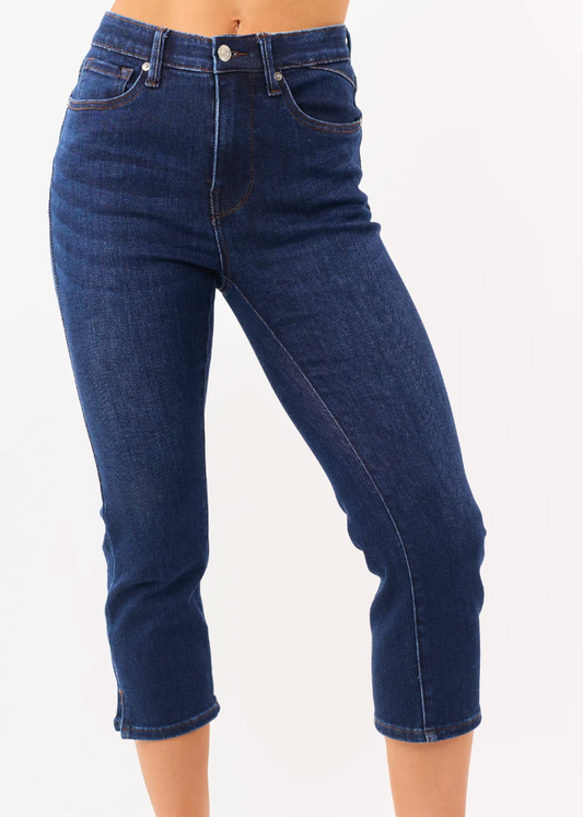 Saige Denim Capris Dark Wash