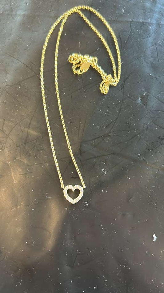 Sterling Silver Radiant Pavé Heart Necklace