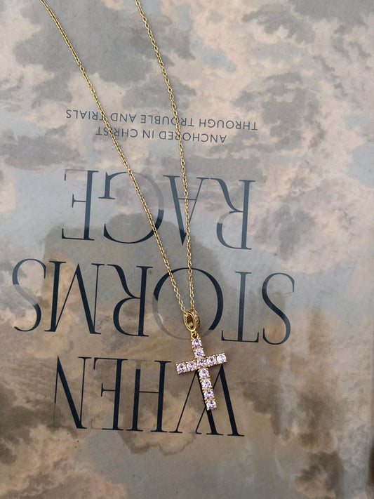 Pink quartz Sterling Silver Cross Necklace