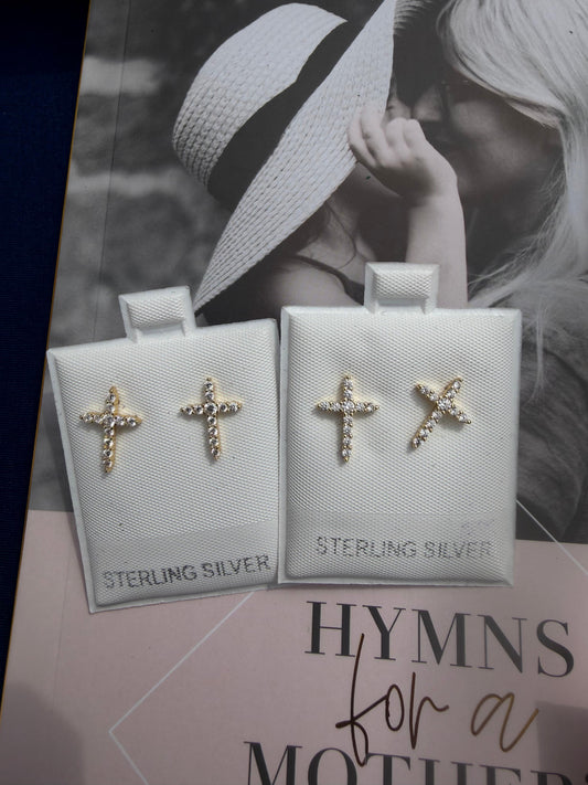 All day Long Sterling Silver Cross Earrings